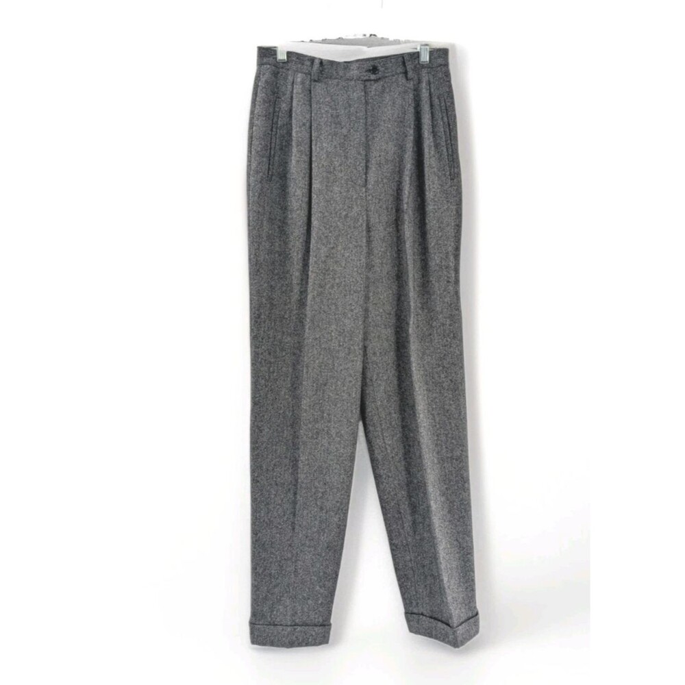 Lauren Ralph Lauren Wool Cashmere Grey High Rise Pleated Dress Pants SZ 8 28/30
